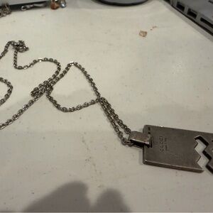 Gucci Silver Geometric Pendant Necklace